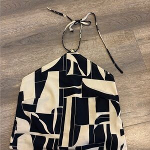 Black and White Geometric Halter Top